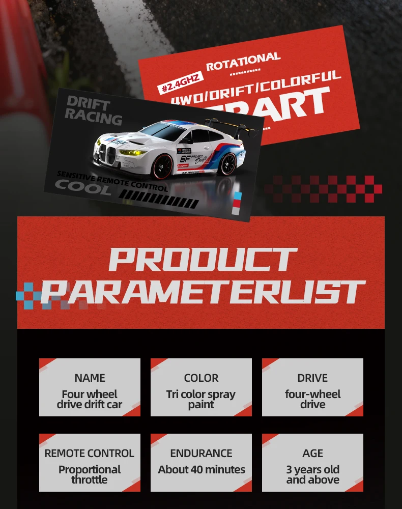 4WD RC Drift Car 2.4G Radio 20KM/h High Speed Remote Control Racing Cars mini Model - Image 9