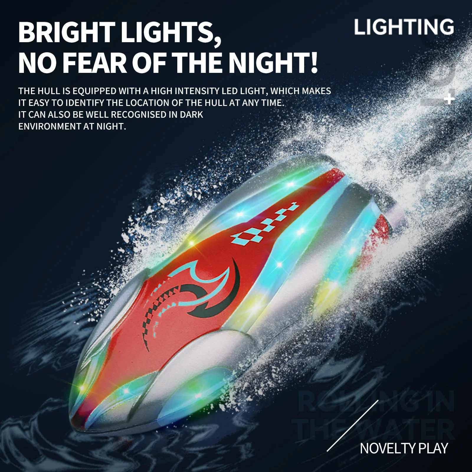 4CH Mini Rc Boat Remote Control Stunt Ship with Light Rotatable Water Toy Radio-Control Speedboat - Image 3