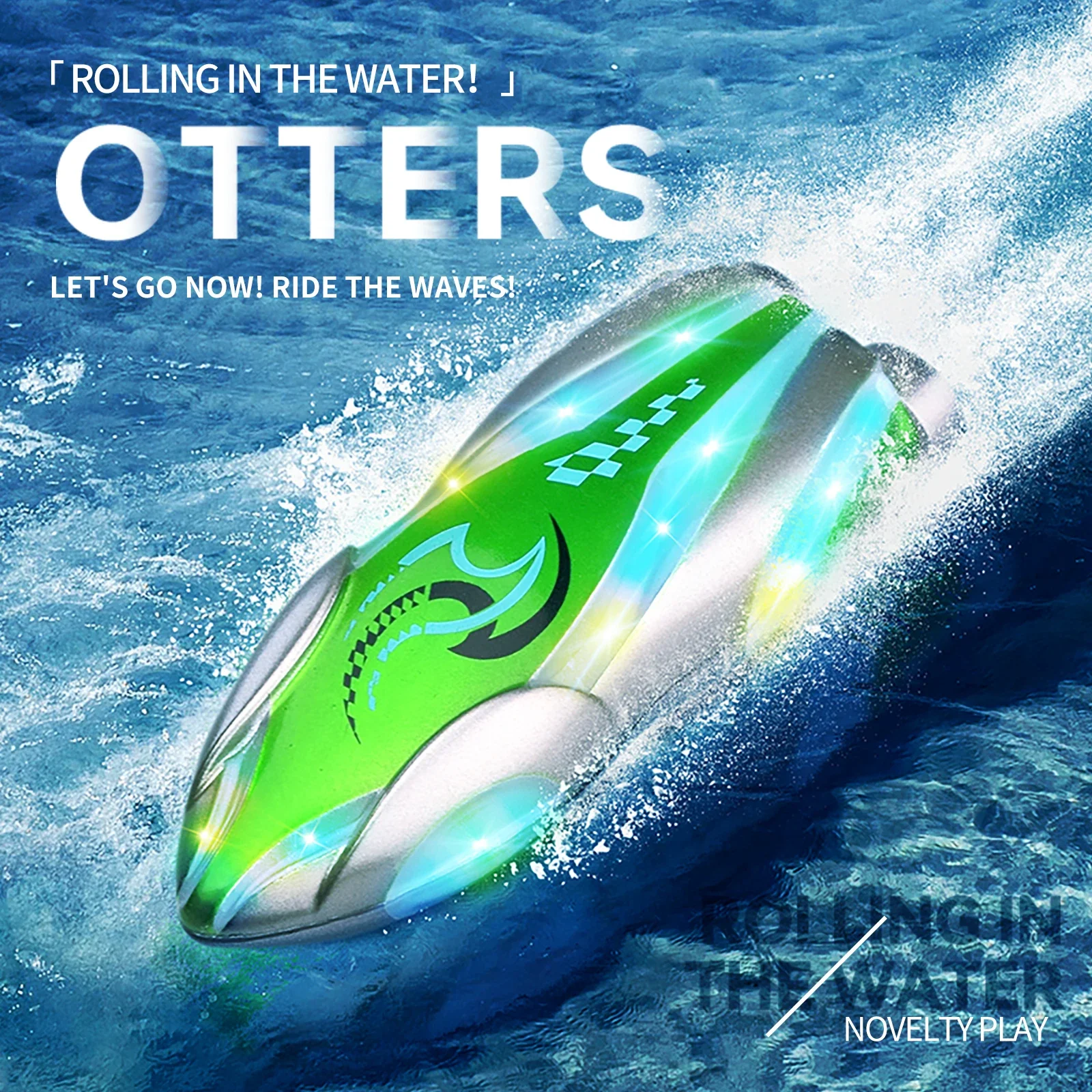 4CH Mini Rc Boat Remote Control Stunt Ship with Light Rotatable Water Toy Radio-Control Speedboat - Image 2