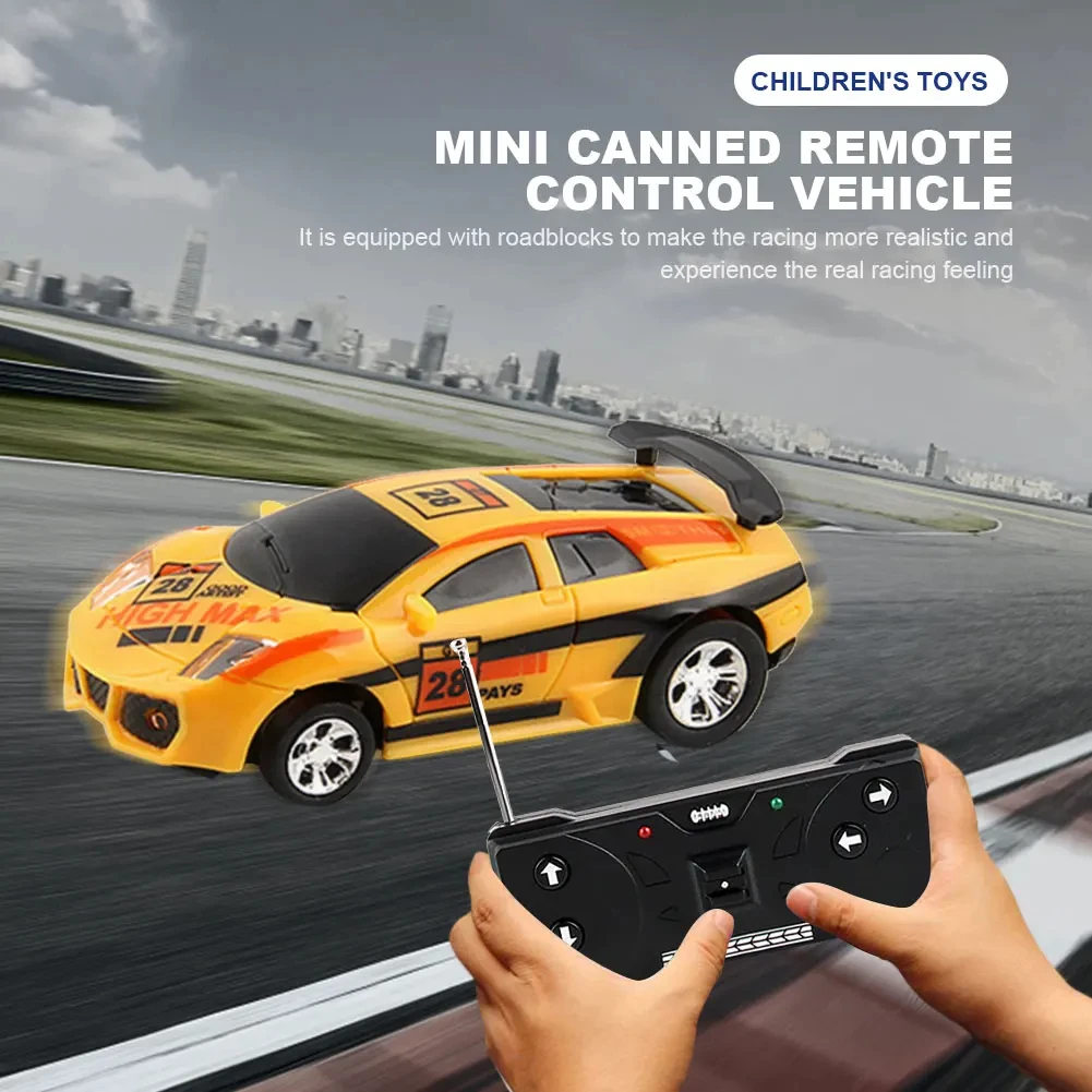 Mini Cans RC Car Battery Operated Plastic Remote Control Racing with Roadblocks Micro Racing Car - Image 2