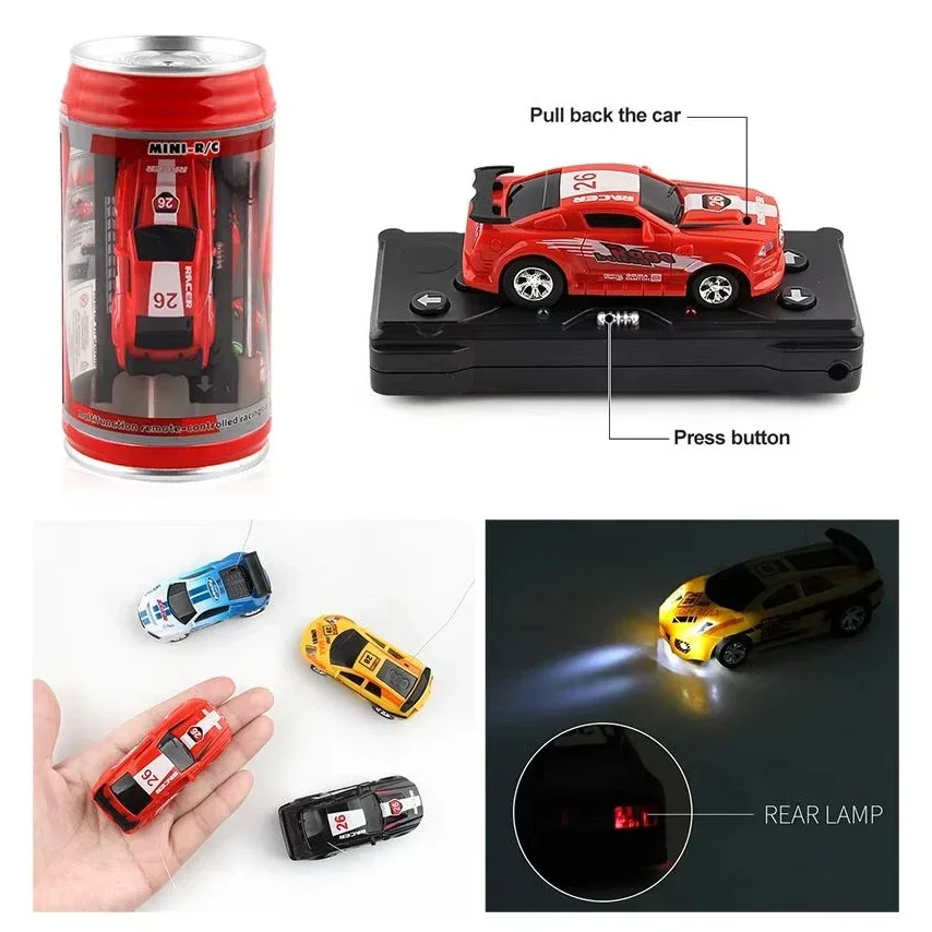 Mini Cans RC Car Battery Operated Plastic Remote Control Racing with Roadblocks Micro Racing Car - Image 3